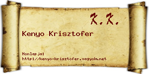 Kenyo Krisztofer névjegykártya